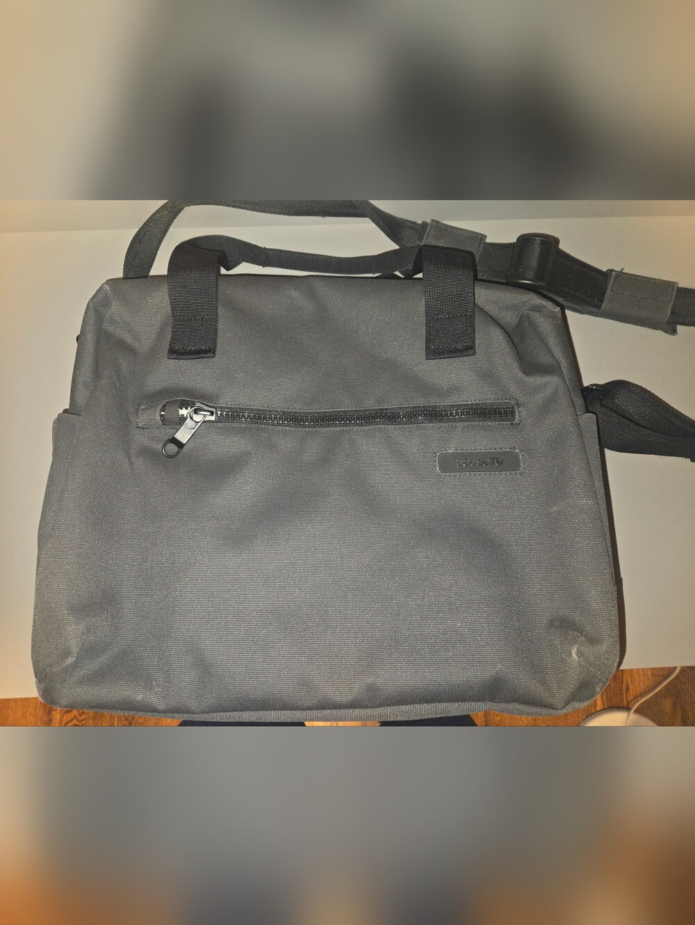Pacsafe Gray Laptop Tote with Front Zip Pocket